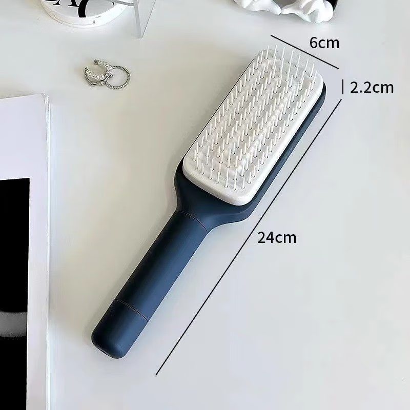Retractable Air Cushion Hair Brush with One-Click Self-Cleaning