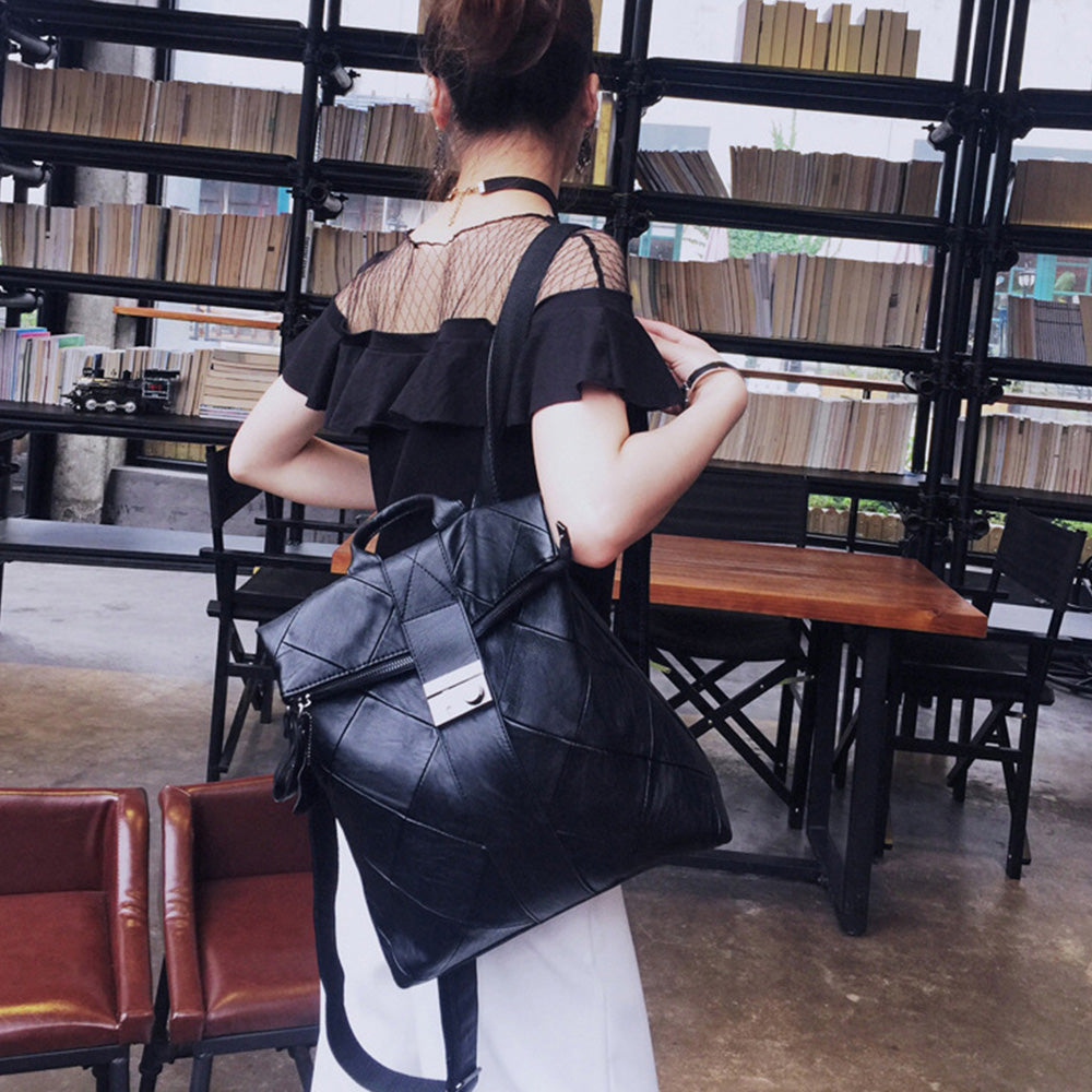 Lightweight Quilted PU Leather Backpack for Women