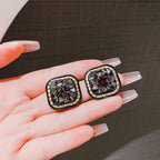 Vintage Style Black Square Diamond Stud Earrings
