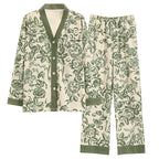 Green Floral Long-sleeved Home Wear Set