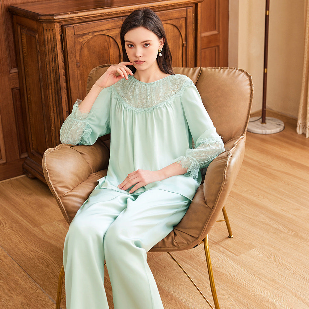 Silk Pullover Lace Pajama Set