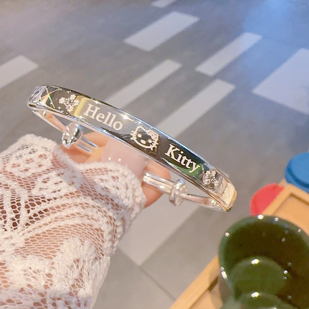 Sterling Silver Plated Cute Cartoon H K Cat Bracelet