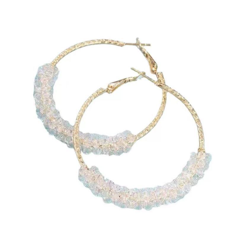 Black and White Crystal Hoop Earrings for Women