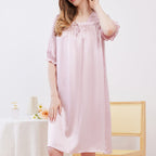 U-Neck Solid Color Silk Nightdress