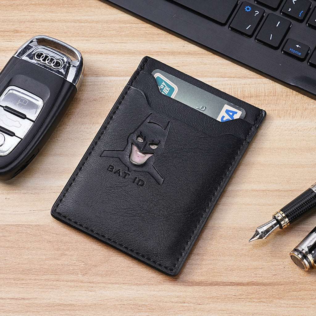 Batman Themed Men's Leather ID Card Wallet