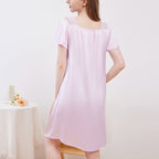 Short Sleeve French Court Style Lace Silk Nightdress
