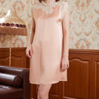 100% Mulberry Silk Women's Sweet Lace Short Sleeve Dress