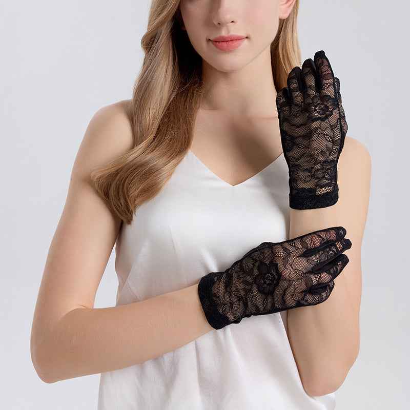Black Silk Light Breathable Sun Protection Gloves