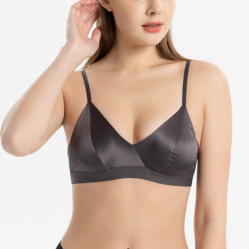 Women's Wire-Free Triangle Cup Satin Bra