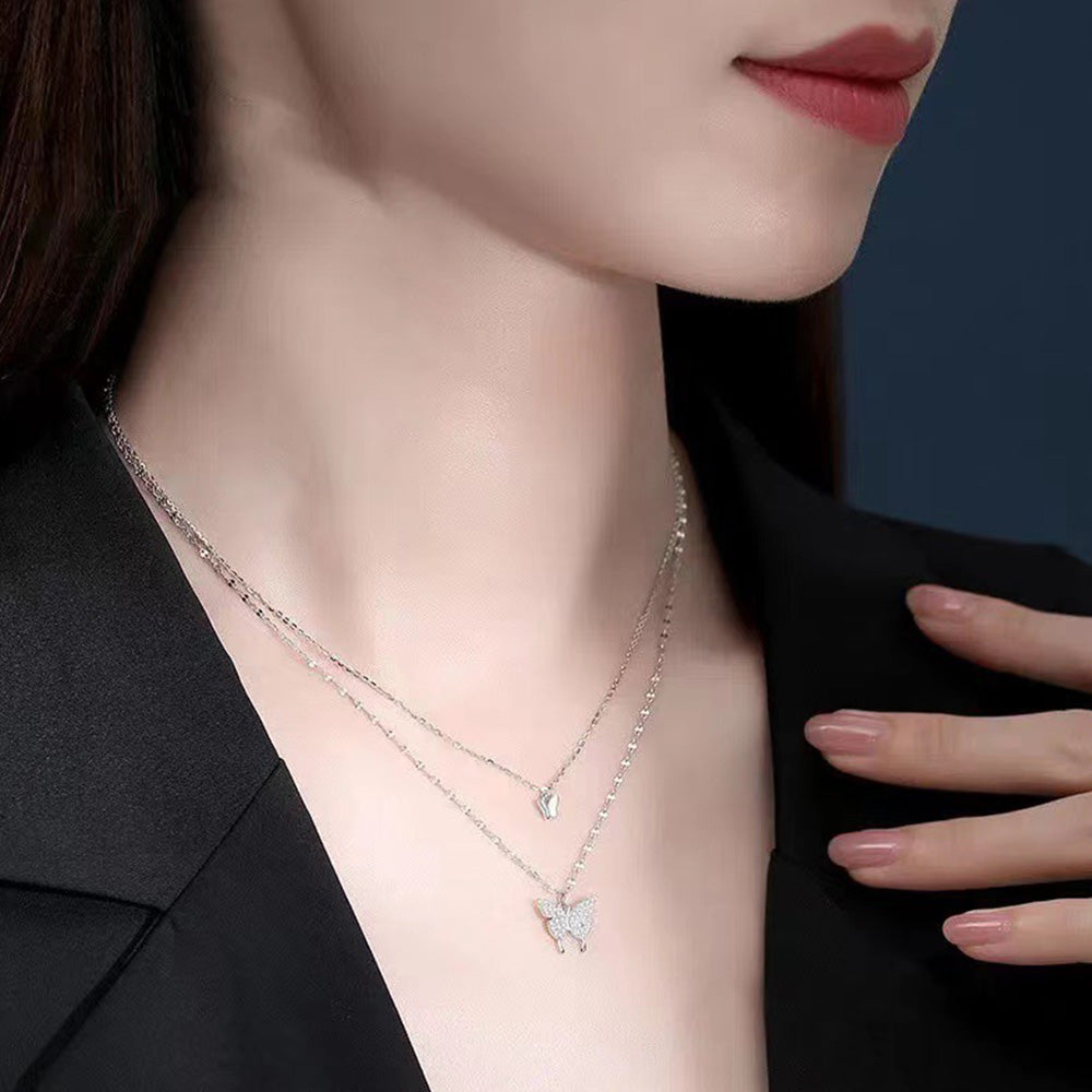Double Layer Butterfly Necklace Choker & Layered Chain