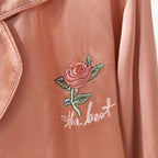 Rose Embroidered Silk Camisole Robe Two-Piece Set