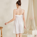 White Cotton Sexy Halter Nightdress