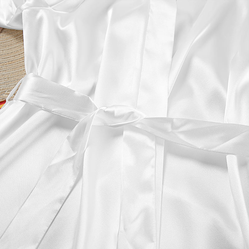 White Feather Loose Suspender Robe Two-Piece Set