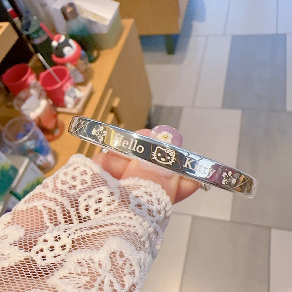 Sterling Silver Plated Cute Cartoon H K Cat Bracelet