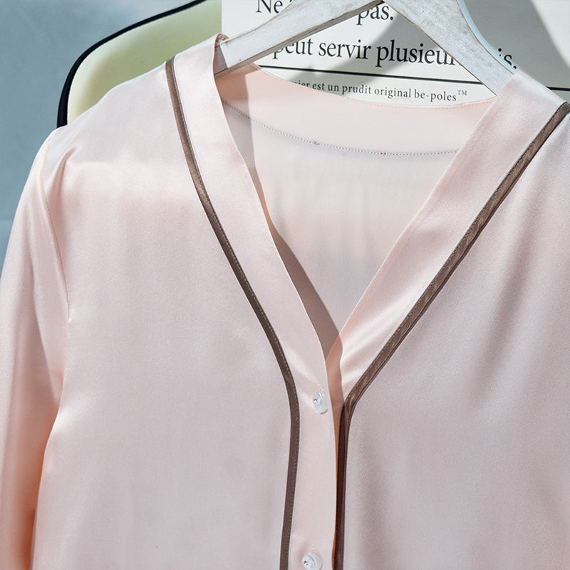 Women's Pink 3/4 Sleeve Silk Nightshirt Dress