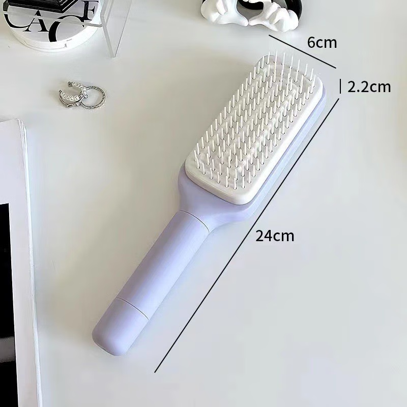 Retractable Air Cushion Hair Brush with One-Click Self-Cleaning