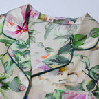 Three Quarter Sleeve Women's Printed Silk Nightdress