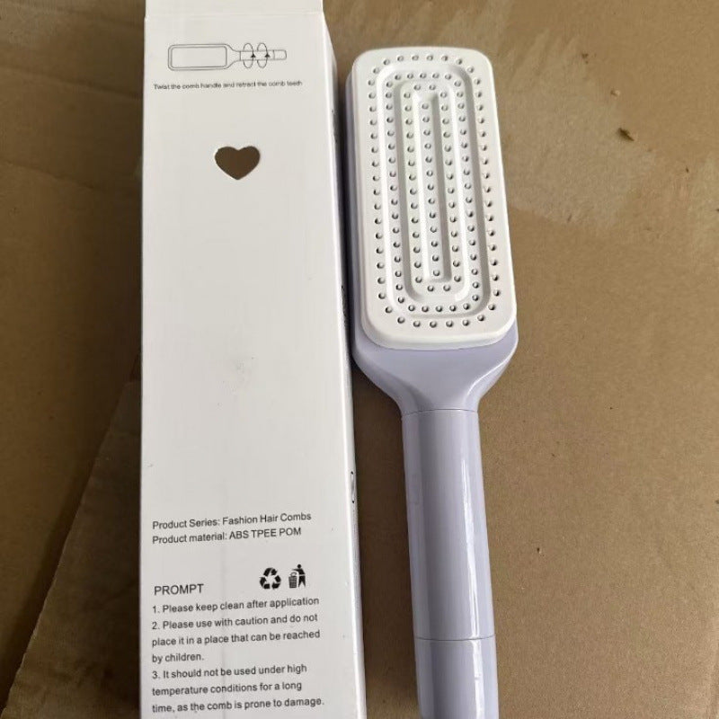 Retractable Air Cushion Hair Brush with One-Click Self-Cleaning