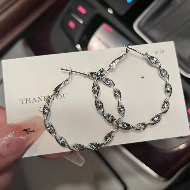 Gold and Silver Twist Hoop Earrings