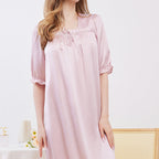 U-Neck Solid Color Silk Nightdress