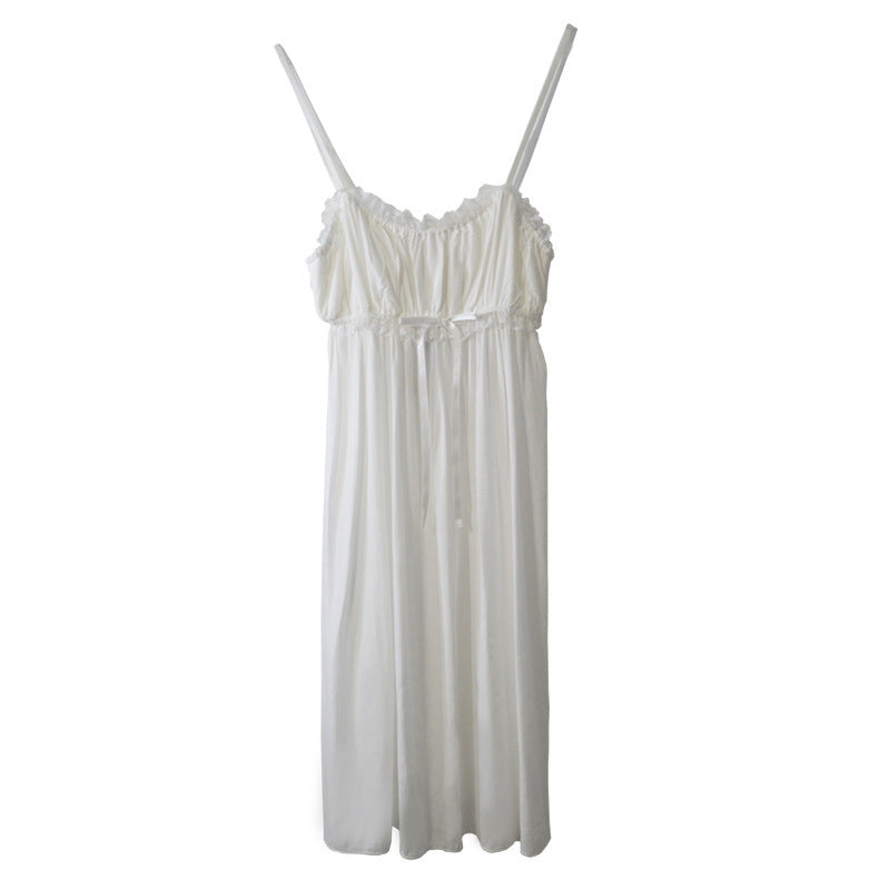 White Cotton Sexy Halter Nightdress