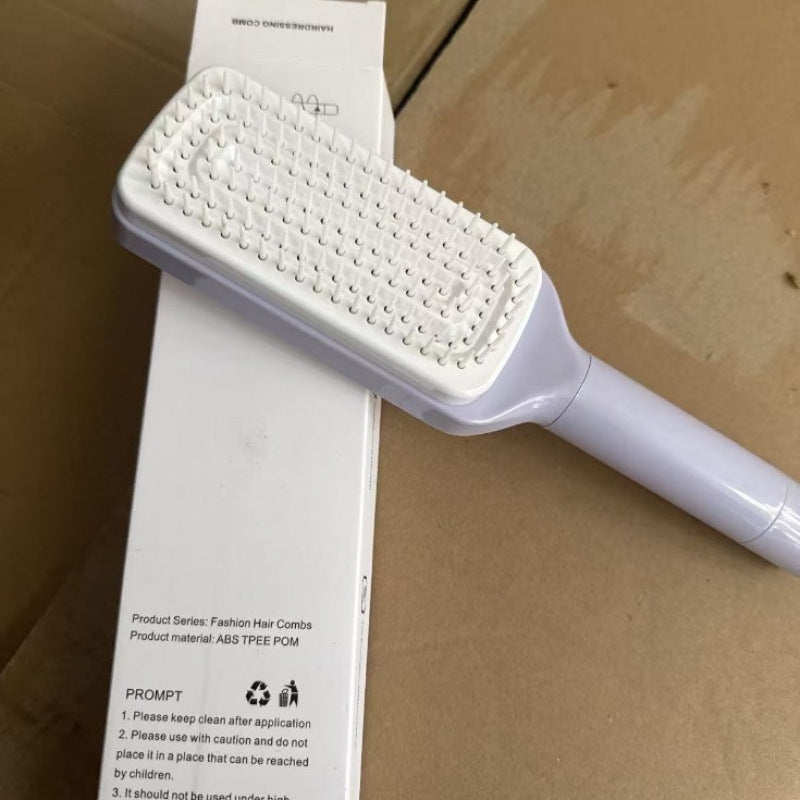 Retractable Air Cushion Hair Brush with One-Click Self-Cleaning