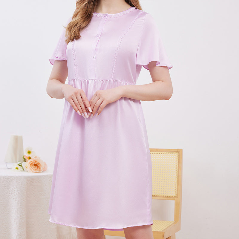Tie Waisted One-piece Silk Nightgown