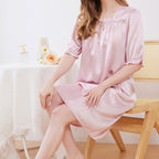 U-Neck Solid Color Silk Nightdress